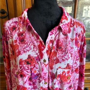Vibrant Floral Button-Up Blouse